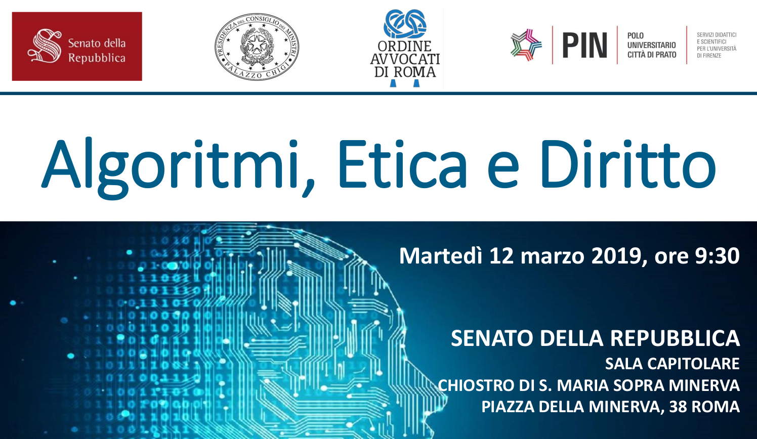 Convegno “Algoritmi, Etica e Diritto” – 12 marzo a Roma