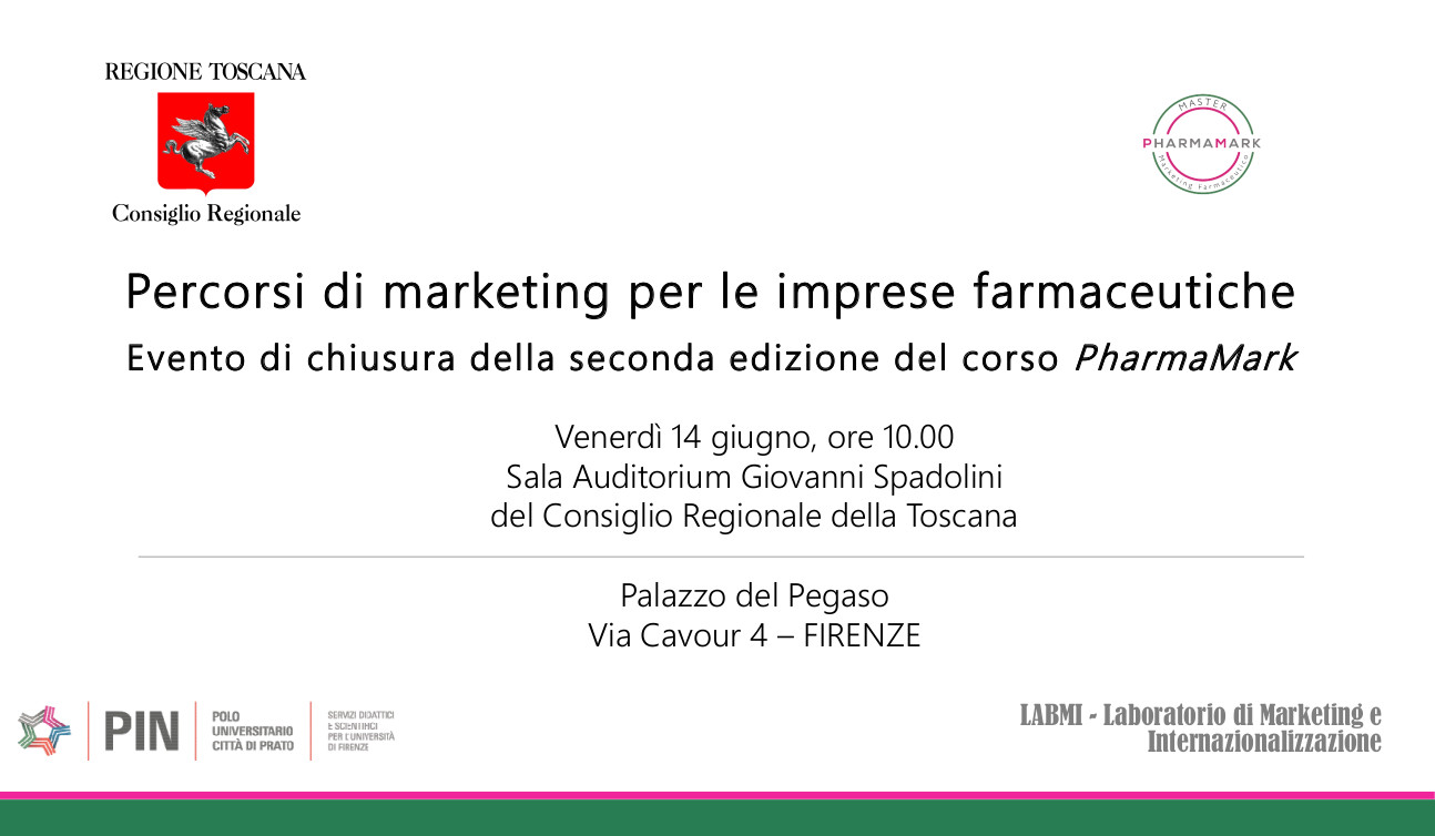 14 giugno - Percorsi di marketing per le imprese farmaceutiche